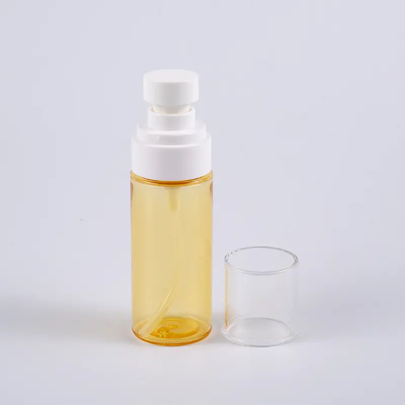 Flacone per lozione a parete spessa in PETG da 50 ml di forma rotonda di colore semitrasparente con pompa spruzzatrice in plastica Flacone per lozione a parete spessa in PETG da 50 ml di forma rotonda di colore semitrasparente con pompa spruzzatrice in plastica