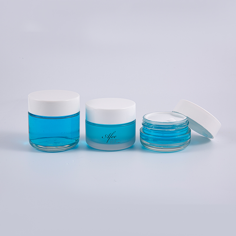Barattolo di crema a parete spessa in PETG trasparente di forma rotonda da 50 g con tappo a vite bianco Barattolo di crema a parete spessa in PETG trasparente di forma rotonda da 50 g con tappo a vite bianco
