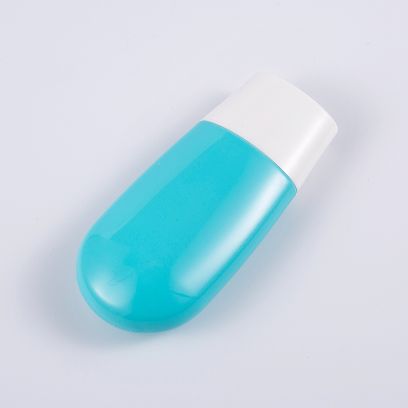 Flacone per protezione solare in PE blu premium da viaggio ecologico essenziale da 30 ml e 50 ml