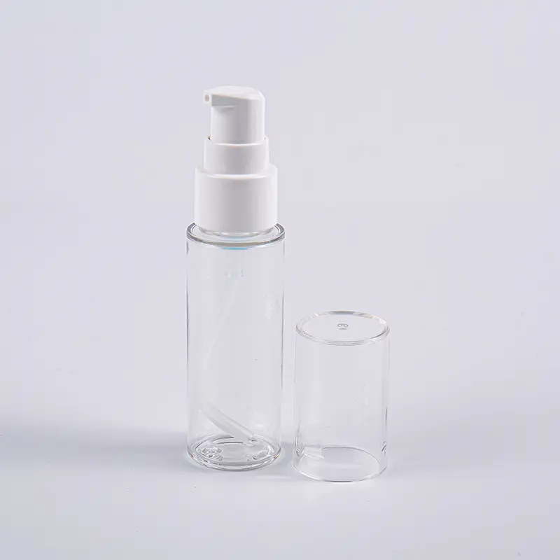 Flacone per lozione PETG da 30 ml di forma rotonda di vari colori con uso in viaggio della pompa Flacone per lozione PETG da 30 ml di forma rotonda di vari colori con uso in viaggio della pompa