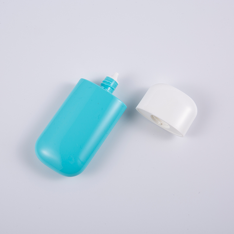 Flacone per protezione solare in PE blu da 30 ml e 50 ml con protezione UV