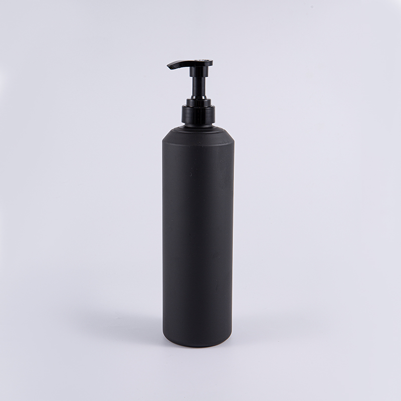 Flacone con pompa detergente in PE rotondo di grandi dimensioni da 1000 ml, bianco e nero, morbido al tatto