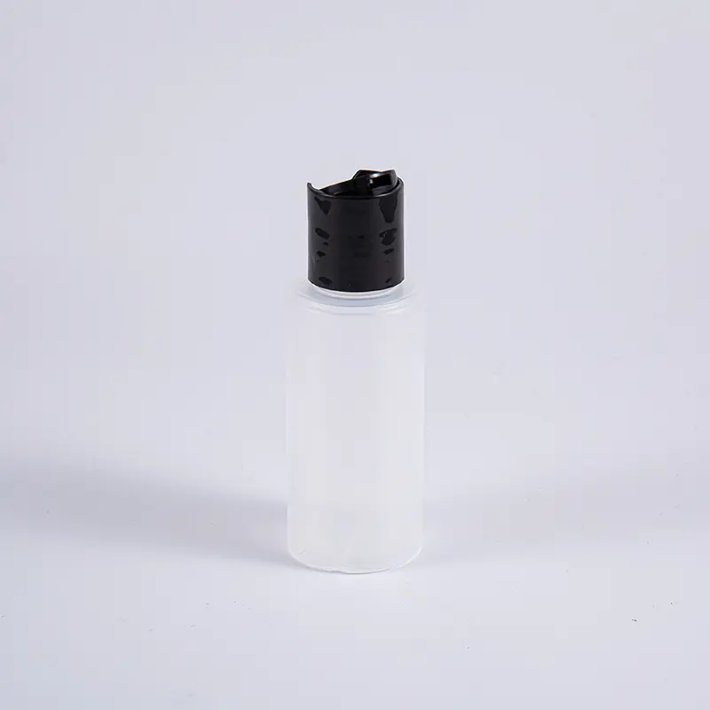 Flacone rotondo in polietilene Frost da 75 ml con tappo a scatto