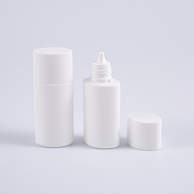 Flacone per protezione solare in PE bianco da 15 ml di forma ovale 