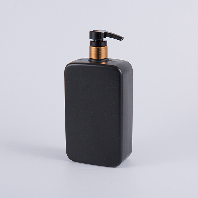 Bottiglia per la pulizia della pompa per shampoo in PE quadrata da 1000 ml di colore nero solido