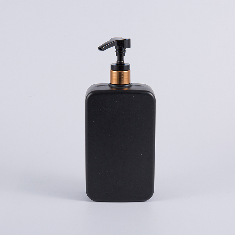 Bottiglia per la pulizia della pompa per shampoo in PE quadrata da 1000 ml di colore nero solido