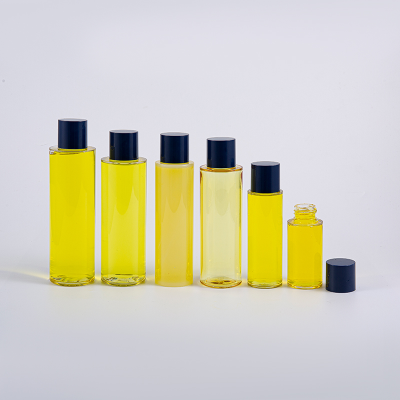 Bottiglia per lozione rotonda in PETG da 50 ml 100 ml 120 ml 130 ml 170 ml 200 ml con tappo a vite rotondo e piccoli inserti