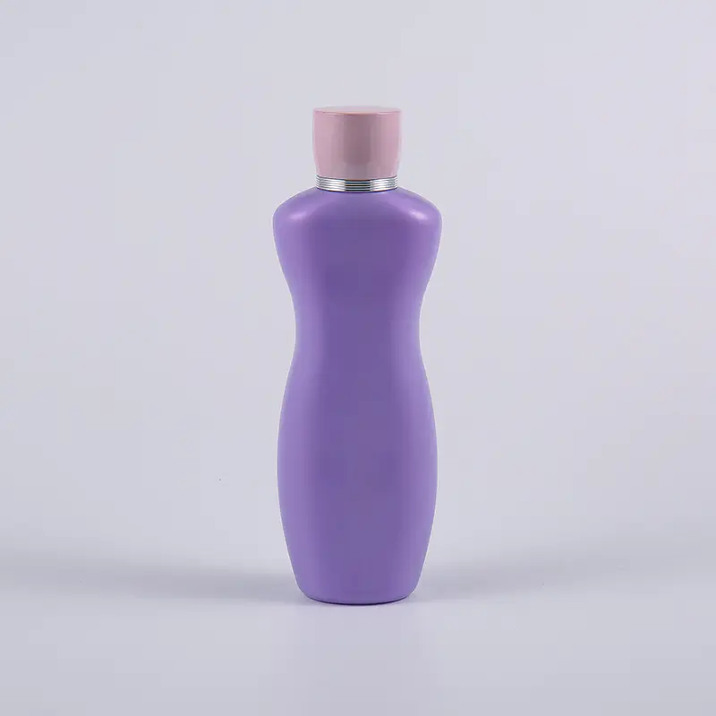 Bottiglia per il lavaggio del bagno con lozione per il corpo in PE da 200 ml di forma ergonomica di colore rosa viola Bottiglia per il lavaggio del bagno con lozione per il corpo in PE da 200 ml di forma ergonomica di colore rosa viola